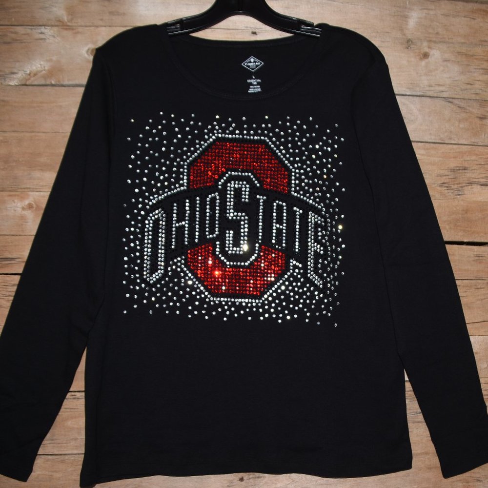 Ohio State rhinestone bling long sleeved shirt XS S M L XL XXL 1X…